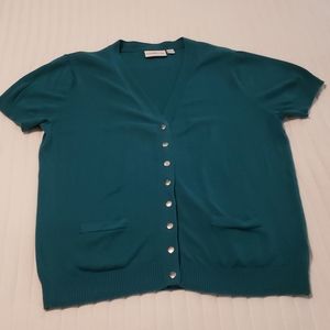Croft and Barrow Dark Teal cardigan silver button sweater size large